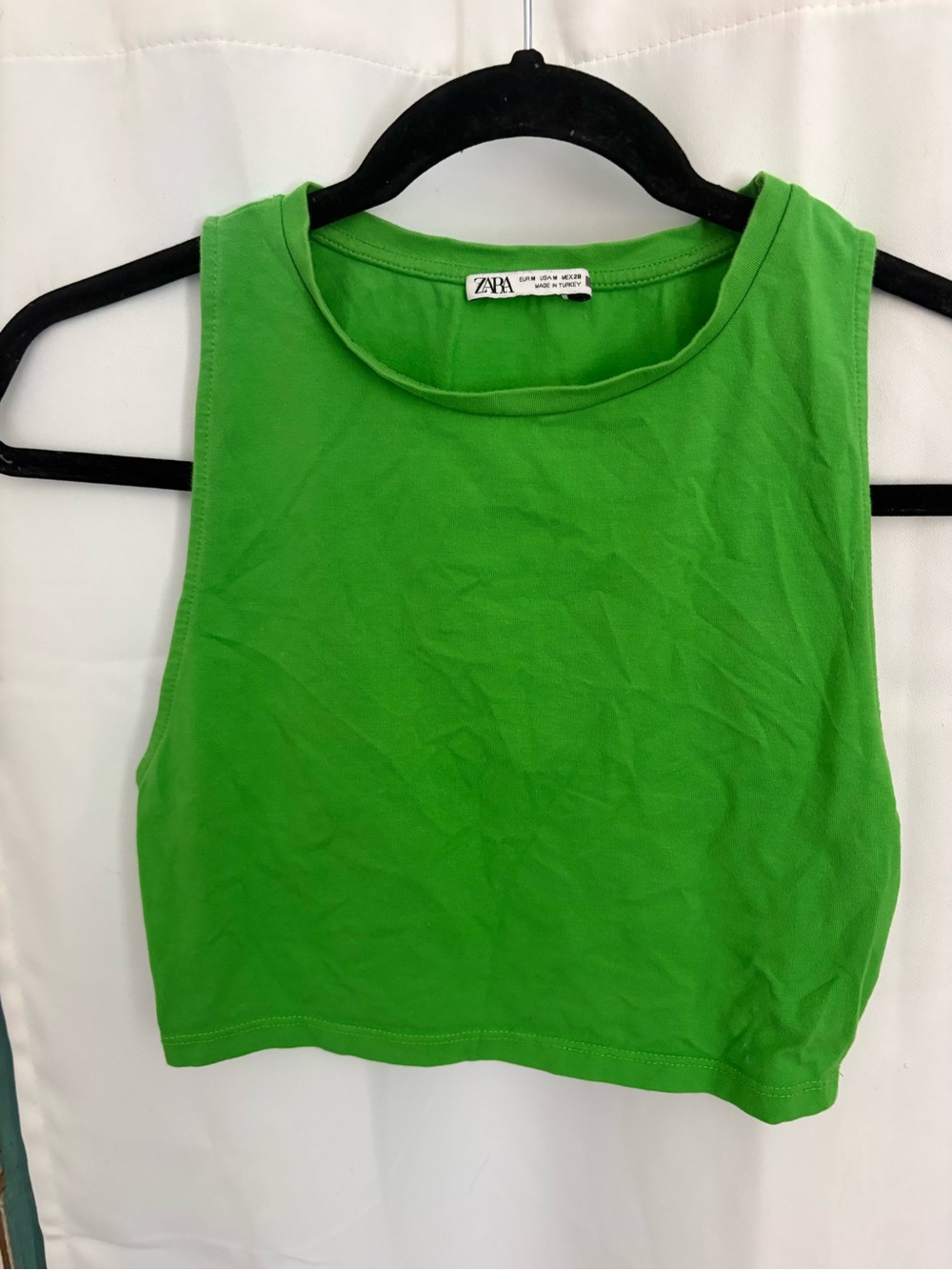 ZARA Neon Green Sleeveless Cropped Tank